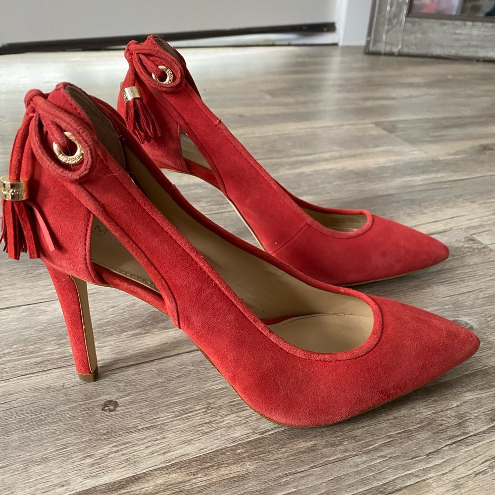 Red suede Micheal Kors heels